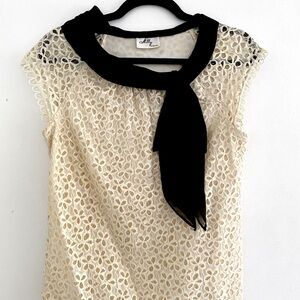 Milly Cream & Black Top with Beautiful Detail